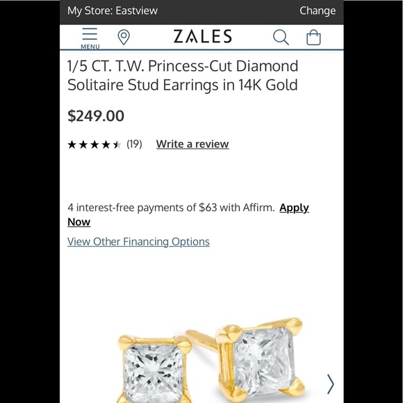 Zales Jewelry - Princess Cut Studs